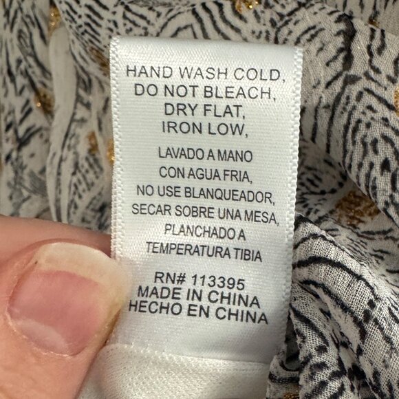 Arula Boho Chic Long Sleeve Dress Size A Beige & Gold Leaf Pattern - Picture 4 of 8